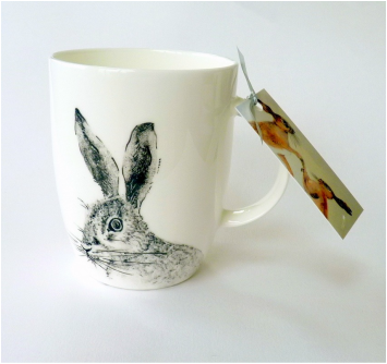 hand painted hare mug